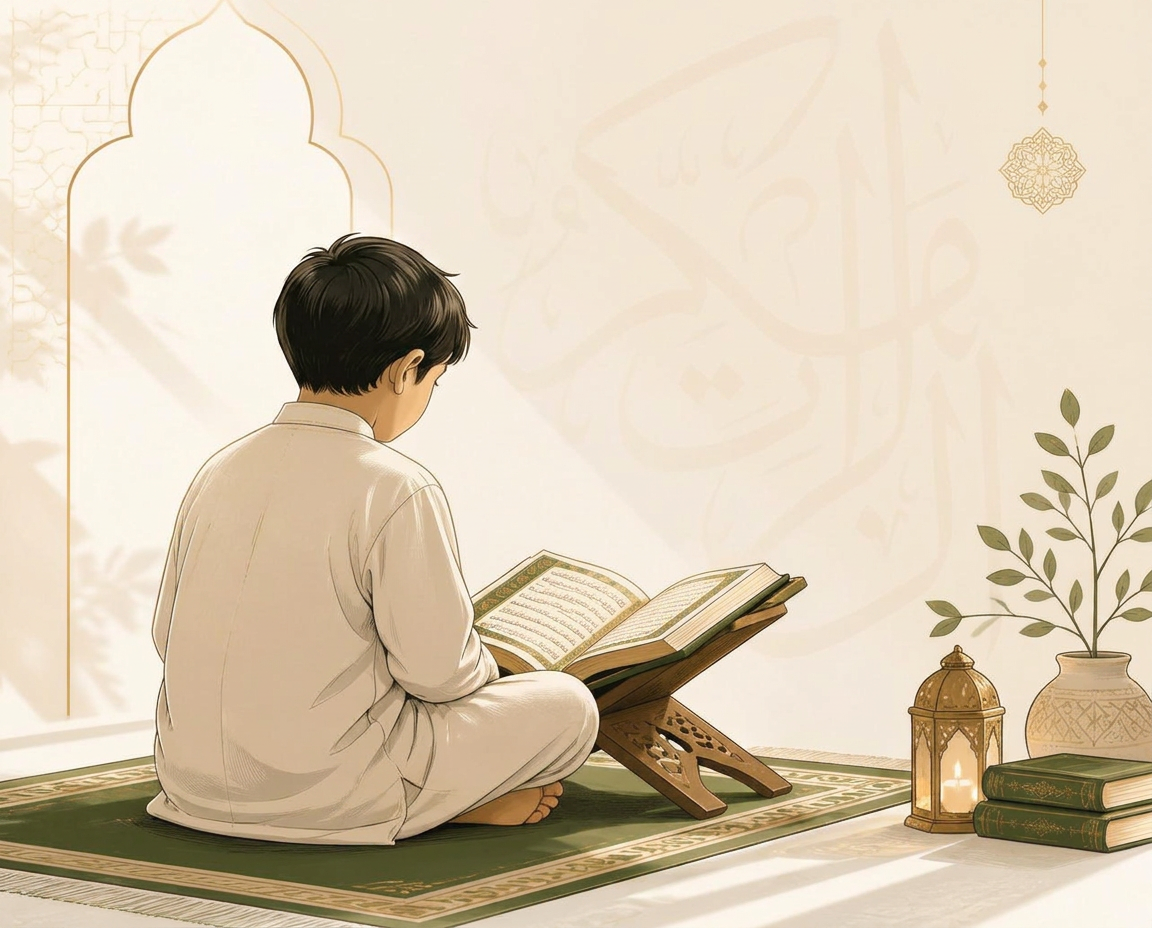 BIC Al Furqan Online Madrasa Malayalam student reading the Qur'an — Salafi madrasa online Quran class, Bangalore